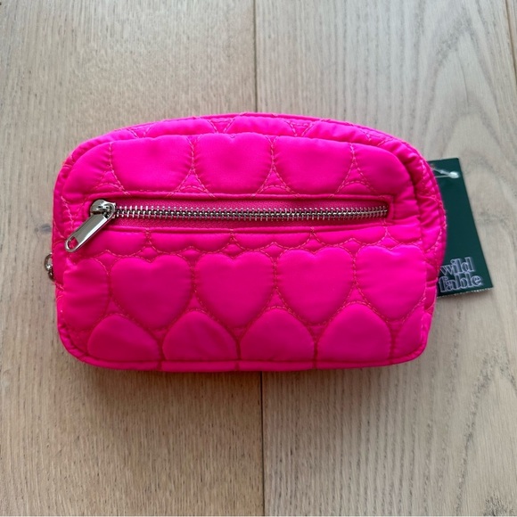 🆕 Pink Embroidered Heart Fanny Pack Belt Bag & Crossbody
